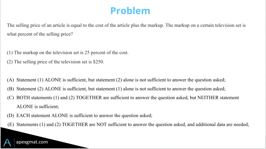 GMAT Markup Problem