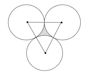 Three identical circles problem